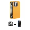 MARSİLYAN™- iPhone 15 Pro Max Kılıf Zirve Modern Prime - Siyah 3D Antistatik Hayalet Cam Ekran Koruyucu + PVD Metal Kamera Lens - GI