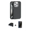 MARSİLYAN™- iPhone 15 Pro Max Kılıf Zirve Modern Prime - Siyah 3D Antistatik Hayalet Cam Ekran Koruyucu + Raze Metal Kamera Lens - LT