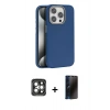 MARSİLYAN™- iPhone 15 Pro Max Kılıf Zirve Modern Prime - Siyah 3D Antistatik Hayalet Cam Ekran Koruyucu + PVD Metal Kamera Lens - GI