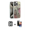 MARSİLYAN™- iPhone 15 Pro Max Kılıf Zirve Modern Prime - Siyah 3D Antistatik Mat Seramik Nano Ekran Koruyucu + PVD Metal Kamera Lens - LT