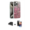 MARSİLYAN™- iPhone 15 Pro Max Kılıf Zirve Modern Prime - Siyah 3D Antistatik Mat Seramik Nano Ekran Koruyucu + Gümüş Raze Metal Kamera Lens