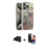MARSİLYAN™- iPhone 15 Pro Max Kılıf Zirve Modern Prime - Siyah 3D Antistatik Mat Seramik Nano Ekran Koruyucu + Raze Metal Kamera Lens - SH