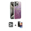 MARSİLYAN™- iPhone 15 Pro Max Kılıf Zirve Modern Prime - Siyah 3D Antistatik Mat Seramik Nano Ekran Koruyucu + PVD Metal Kamera Lens - LT