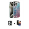 MARSİLYAN™- iPhone 15 Pro Max Kılıf Zirve Modern Prime - Siyah 3D Antistatik Mat Seramik Nano Ekran Koruyucu + PVD Metal Kamera Lens - LT
