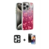 MARSİLYAN™- iPhone 15 Pro Max Kılıf Zirve Modern Prime - Siyah 3D Antistatik Mat Seramik Nano Ekran Koruyucu + PVD Metal Kamera Lens - LT