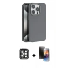 MARSİLYAN™- iPhone 15 Pro Max Kılıf Zirve Modern Prime - Siyah 3D Antistatik Mat Seramik Nano Ekran Koruyucu + PVD Metal Kamera Lens - GI