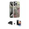 MARSİLYAN™- iPhone 15 Pro Max Kılıf Zirve Modern Prime - Siyah 3D Antistatik Mat Seramik Nano Ekran Koruyucu + Gümüş Raze Metal Kamera Lens