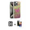 MARSİLYAN™- iPhone 15 Pro Max Kılıf Zirve Modern Prime - Siyah 3D Antistatik Mat Seramik Nano Ekran Koruyucu + PVD Metal Kamera Lens - LT
