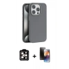 MARSİLYAN™- iPhone 15 Pro Max Kılıf Zirve Modern Prime - Siyah 3D Antistatik Mat Seramik Nano Ekran Koruyucu + PVD Metal Kamera Lens - TU