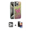 MARSİLYAN™- iPhone 15 Pro Max Kılıf Zirve Modern Prime - Siyah 3D Antistatik Mat Seramik Nano Ekran Koruyucu + PVD Metal Kamera Lens - GS