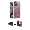 MARSİLYAN™- iPhone 15 Pro Max Kılıf Zirve Modern Prime - Siyah 3D Antistatik Mat Seramik Nano Ekran Koruyucu + Lacivert Raze Metal Kamera Lens