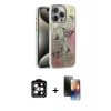 MARSİLYAN™- iPhone 15 Pro Max Kılıf Zirve Modern Prime - Siyah 3D Antistatik Mat Seramik Nano Ekran Koruyucu + Turuncu PVD Metal Kamera Lens