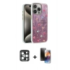 MARSİLYAN™- iPhone 15 Pro Max Kılıf Zirve Modern Prime - Siyah 3D Antistatik Mat Seramik Nano Ekran Koruyucu + PVD Metal Kamera Lens - LT