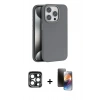 MARSİLYAN™- iPhone 15 Pro Max Kılıf Zirve Modern Prime - Siyah 3D Antistatik Mat Seramik Nano Ekran Koruyucu + PVD Metal Kamera Lens - LT