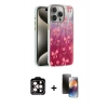 MARSİLYAN™- iPhone 15 Pro Max Kılıf Zirve Modern Prime - Siyah 3D Antistatik Mat Seramik Nano Ekran Koruyucu + Turuncu PVD Metal Kamera Lens