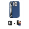 MARSİLYAN™- iPhone 15 Pro Max Kılıf Zirve Modern Prime - Siyah 3D Antistatik Mat Seramik Nano Ekran Koruyucu + PVD Metal Kamera Lens - SH