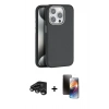 MARSİLYAN™- iPhone 15 Pro Max Kılıf Zirve Modern Prime - Siyah 3D Antistatik Mat Seramik Nano Ekran Koruyucu + Raze Metal Kamera Lens - TMGI