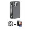 MARSİLYAN™- iPhone 15 Pro Max Kılıf Zirve Modern Prime - Siyah 3D Antistatik Mat Seramik Nano Ekran Koruyucu + PVD Metal Kamera Lens - GS