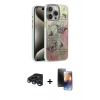 MARSİLYAN™- iPhone 15 Pro Max Kılıf Zirve Modern Prime - Siyah 3D Antistatik Mat Seramik Nano Ekran Koruyucu + Lacivert Raze Metal Kamera Lens