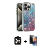 MARSİLYAN™- iPhone 15 Pro Max Kılıf Zirve Modern Prime - Siyah 3D Antistatik Mat Seramik Nano Ekran Koruyucu + Turuncu PVD Metal Kamera Lens