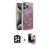 MARSİLYAN™- iPhone 15 Pro Max Kılıf Zirve Modern Prime - Siyah 3D Antistatik Mat Seramik Nano Ekran Koruyucu + Turuncu PVD Metal Kamera Lens