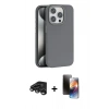 MARSİLYAN™- iPhone 15 Pro Max Kılıf Zirve Modern Prime - Siyah 3D Antistatik Mat Seramik Nano Ekran Koruyucu + Raze Metal Kamera Lens - TMGI