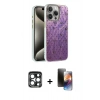 MARSİLYAN™- iPhone 15 Pro Max Kılıf Zirve Modern Prime - Siyah 3D Antistatik Mat Seramik Nano Ekran Koruyucu + PVD Metal Kamera Lens - LT