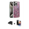 MARSİLYAN™- iPhone 15 Pro Max Kılıf Zirve Modern Prime - Siyah 3D Antistatik Mat Seramik Nano Ekran Koruyucu + Gümüş Raze Metal Kamera Lens