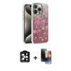 MARSİLYAN™- iPhone 15 Pro Max Kılıf Zirve Modern Prime - Siyah 3D Antistatik Mat Seramik Nano Ekran Koruyucu + Turuncu PVD Metal Kamera Lens