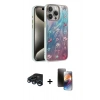 MARSİLYAN™- iPhone 15 Pro Max Kılıf Zirve Modern Prime - Siyah 3D Antistatik Mat Seramik Nano Ekran Koruyucu + Lacivert Raze Metal Kamera Lens