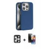 MARSİLYAN™- iPhone 15 Pro Max Kılıf Zirve Modern Prime - Siyah 3D Antistatik Mat Seramik Nano Ekran Koruyucu + PVD Metal Kamera Lens - LT
