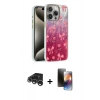 MARSİLYAN™- iPhone 15 Pro Max Kılıf Zirve Modern Prime - Siyah 3D Antistatik Mat Seramik Nano Ekran Koruyucu + Gümüş Raze Metal Kamera Lens