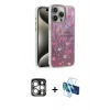 MARSİLYAN™- iPhone 15 Pro Max Kılıf Zirve Modern Prime - Siyah 3D Antistatik Seramik Nano Ekran Koruyucu + Gümüş PVD Metal Kamera Lens