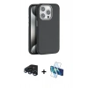 MARSİLYAN™- iPhone 15 Pro Max Kılıf Zirve Modern Prime - Siyah 3D Antistatik Seramik Nano Ekran Koruyucu + Raze Metal Kamera Lens - LT
