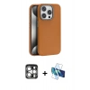 MARSİLYAN™- iPhone 15 Pro Max Kılıf Zirve Modern Prime - Siyah 3D Antistatik Seramik Nano Ekran Koruyucu + PVD Metal Kamera Lens - GS