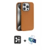 MARSİLYAN™- iPhone 15 Pro Max Kılıf Zirve Modern Prime - Siyah 3D Antistatik Seramik Nano Ekran Koruyucu + PVD Metal Kamera Lens - SH