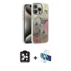 MARSİLYAN™- iPhone 15 Pro Max Kılıf Zirve Modern Prime - Siyah 3D Antistatik Seramik Nano Ekran Koruyucu + Turuncu PVD Metal Kamera Lens