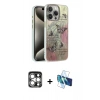 MARSİLYAN™- iPhone 15 Pro Max Kılıf Zirve Modern Prime - Siyah 3D Antistatik Seramik Nano Ekran Koruyucu + Gümüş PVD Metal Kamera Lens