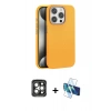 MARSİLYAN™- iPhone 15 Pro Max Kılıf Zirve Modern Prime - Siyah 3D Antistatik Seramik Nano Ekran Koruyucu + Gri PVD Metal Kamera Lens