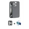 MARSİLYAN™- iPhone 15 Pro Max Kılıf Zirve Modern Prime - Siyah 3D Antistatik Seramik Nano Ekran Koruyucu + PVD Metal Kamera Lens - GS