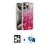 MARSİLYAN™- iPhone 15 Pro Max Kılıf Zirve Modern Prime - Siyah 3D Antistatik Seramik Nano Ekran Koruyucu + Gümüş PVD Metal Kamera Lens