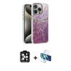 MARSİLYAN™- iPhone 15 Pro Max Kılıf Zirve Modern Prime - Siyah 3D Antistatik Seramik Nano Ekran Koruyucu + Turuncu PVD Metal Kamera Lens