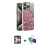 MARSİLYAN™- iPhone 15 Pro Max Kılıf Zirve Modern Prime - Siyah 3D Antistatik Seramik Nano Ekran Koruyucu + Gümüş PVD Metal Kamera Lens