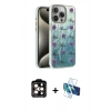 MARSİLYAN™- iPhone 15 Pro Max Kılıf Zirve Modern Prime - Siyah 3D Antistatik Seramik Nano Ekran Koruyucu + Turuncu PVD Metal Kamera Lens
