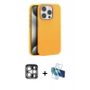 MARSİLYAN™- iPhone 15 Pro Max Kılıf Zirve Modern Prime - Siyah 3D Antistatik Seramik Nano Ekran Koruyucu + PVD Metal Kamera Lens - GS