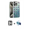 MARSİLYAN™- iPhone 15 Pro Max Kılıf Zirve Modern Prime - Siyah 3D Antistatik Seramik Nano Ekran Koruyucu + Gümüş PVD Metal Kamera Lens