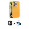 MARSİLYAN™- iPhone 15 Pro Max Kılıf Zirve Modern Prime - Siyah 3D Antistatik Seramik Nano Ekran Koruyucu + PVD Metal Kamera Lens - SH