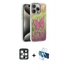 MARSİLYAN™- iPhone 15 Pro Max Kılıf Zirve Modern Prime - Siyah 3D Antistatik Seramik Nano Ekran Koruyucu + PVD Metal Kamera Lens - LT