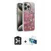 MARSİLYAN™- iPhone 15 Pro Max Kılıf Zirve Modern Prime - Siyah 3D Antistatik Seramik Nano Ekran Koruyucu + Turuncu PVD Metal Kamera Lens