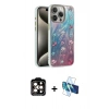 MARSİLYAN™- iPhone 15 Pro Max Kılıf Zirve Modern Prime - Siyah 3D Antistatik Seramik Nano Ekran Koruyucu + Turuncu PVD Metal Kamera Lens